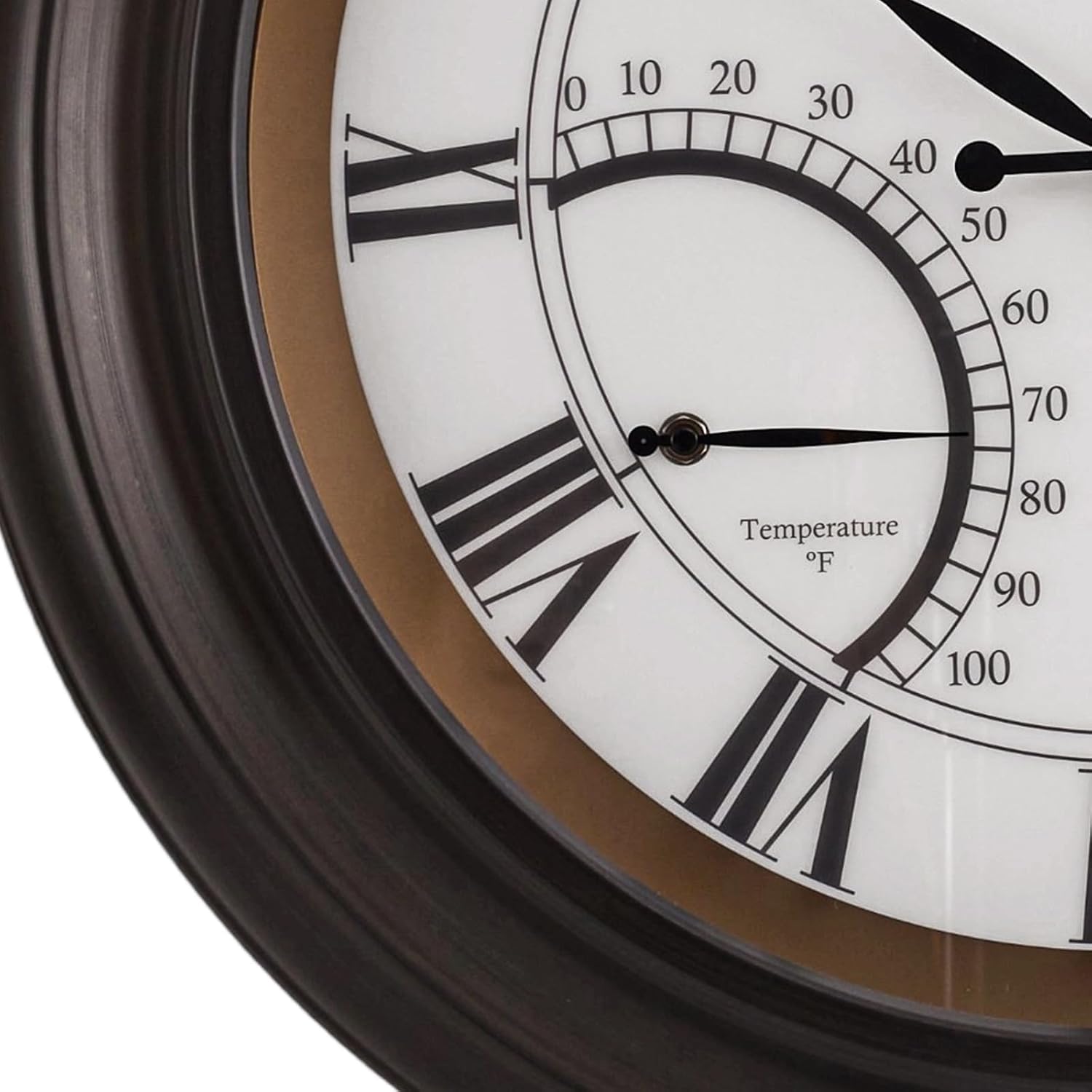 ANDY STAR 24 Inch Outdoor Clocks Waterproof,Large Outdoor Wall Clocks for Patio with Thermometer, Weatherproof Illuminated Clock Battery Operated with Thermometer&Hygrometer,Oil Rubbed Bronze Black