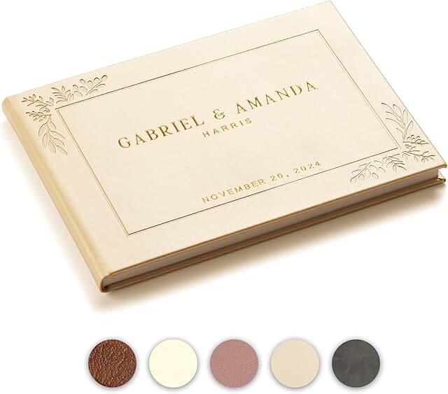 Promot Personalized Wedding Guest Book - Elegant Hardcover Guestbook for...