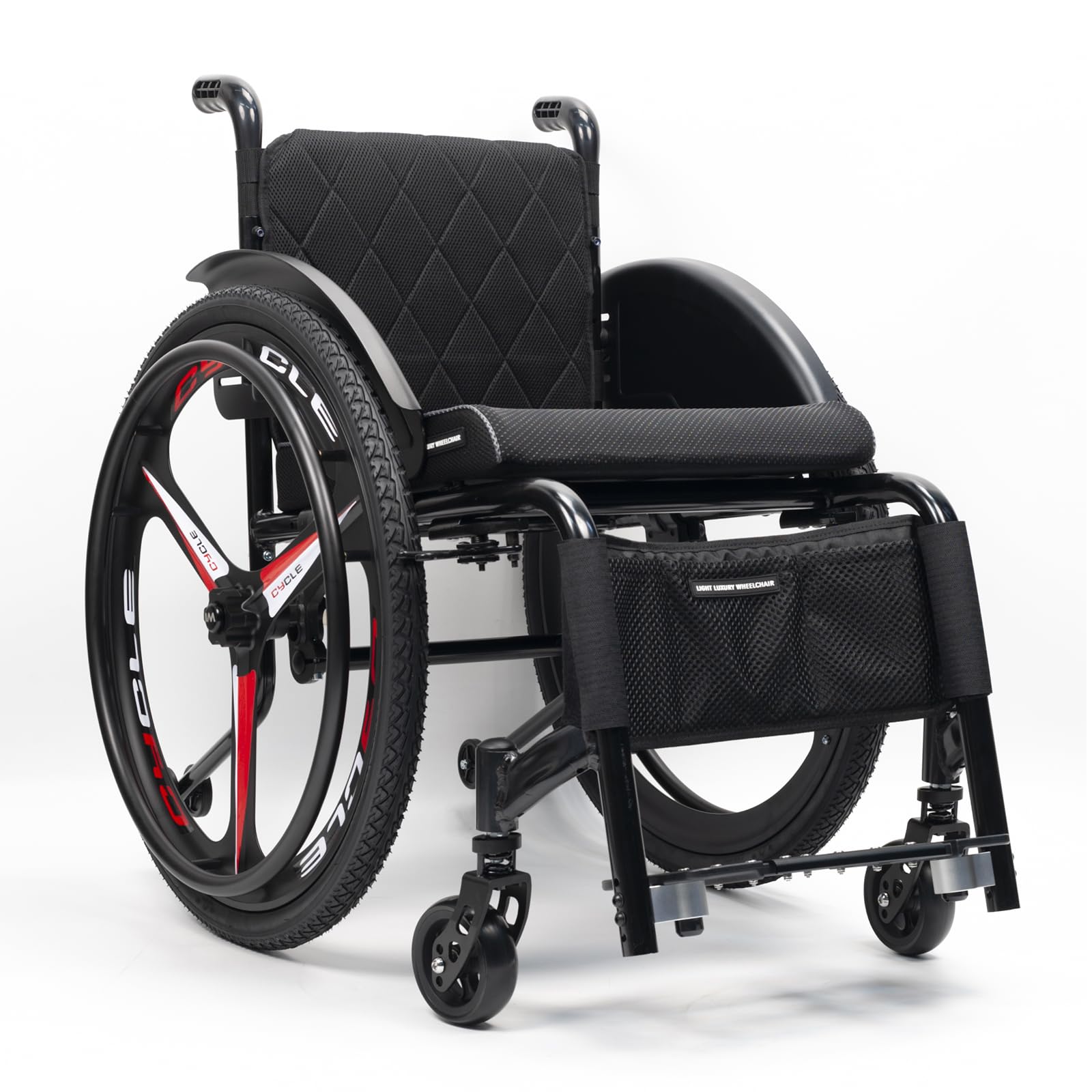 Sedia a rotelle Sportiva per Tutti i Terreni,Sedia a rotelle Leggera per Adulti,Alluminio,Sedia A Rotelle da Trasporto,semovente Manuale con poggiagambe oscillante(Seat Width 38cm/15in,A)