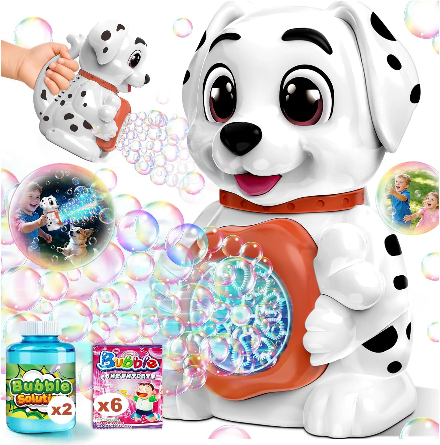 Zerhunt Leak-Proof Bubble Machine for Toddlers: Automatic Bubble Blower with Cute Dog Design, Lights & 150ML Tank - Durable Bubble Toy Gift for Kids Ages 3-7 - Idea for Party, Outdoor, Birthday