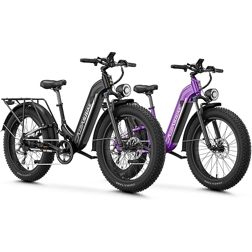 Aipas M1 Pro Electric Bike, 1800W Peak Motor Electric Bike for Adults, 48V 17.5Ah, 26'' x 4.0'' Fat Tire Electric Mountain Bike, Ebike with 85 Miles, 36MPH, 7 Speed 110Nm and Dual Suspension
