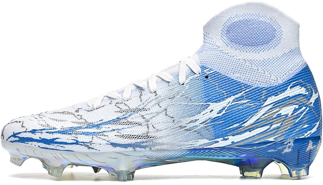 SAIBI High-Top Soccer Cleats for Men & Women, Electroplated FG Studs, Gradient Lightning Design, Professional Match & Training Shoes, Breathable & Wear-Resistant