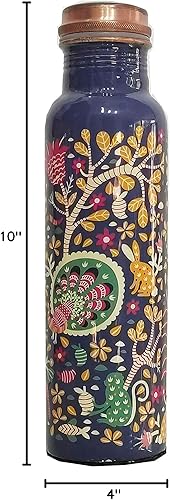 Miniatura 56 de Custeel Creation Botella de agua de cobre puro de 1 litro - (99.74%) frasco de cobre sin juntas sin costuras (acabado mate)