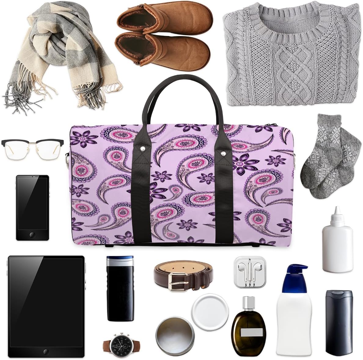 Perris Flowers Travel Duffel Bag for Women Men Large Capacity Overnight Weekender Bags for Lightweight Waterproof Sport Gym Bag for Workout Yoga Swim