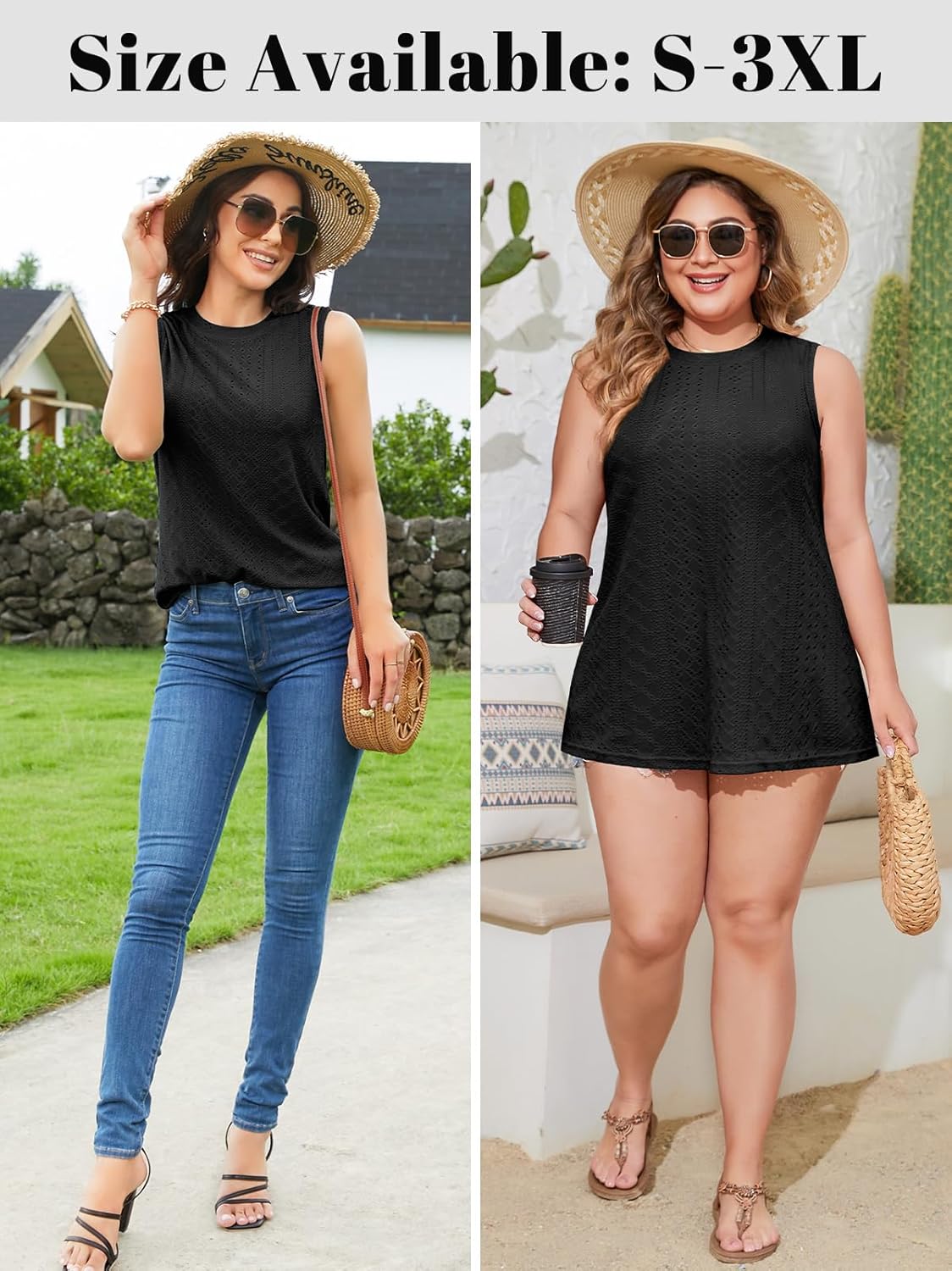 V FOR CITY Women's Tank Tops with Built-in Bra High Neck Eyelet Embroidery Camisole Casual Camis Shirts - Image 4