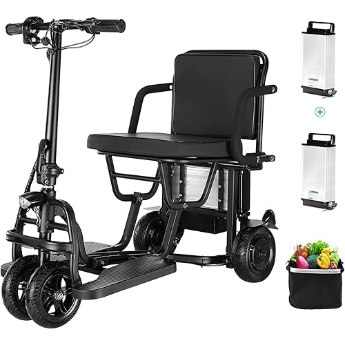 40 Miles Mobility Scooters for Adults, Two Front Wheels Folding Scooters, 2 * 8ah Anti-Theft Battery- Ultra Lightweight Folding Mobility Scooter for Seniors 300lbs