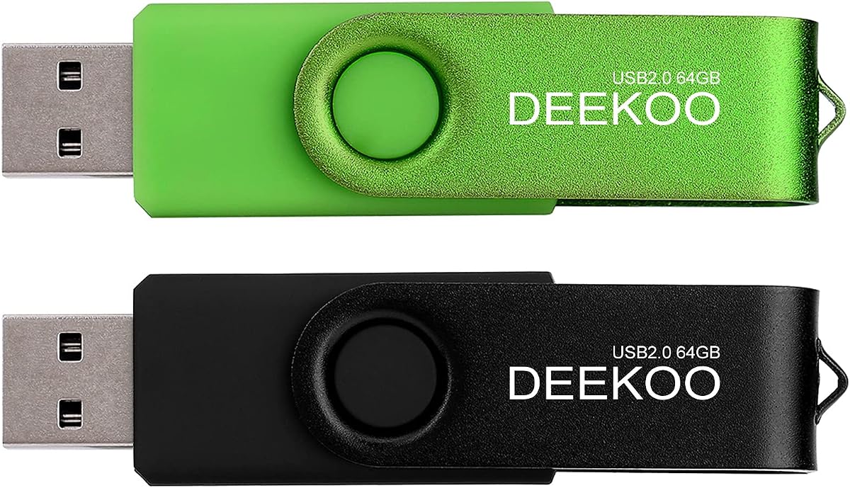 Unidad flash Unidades flash de 64 GB Unidades de memoria Jump Drive Paquete de 2 unidades flash USB 2.0 de 64 GB Colores mezclados: Negro Verde