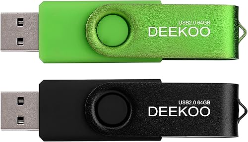 DEEKOO Memoria USB 2.0 de 64 GB, unidades flash USB 2.0 de 64 GB, colores mezclados negro y verde