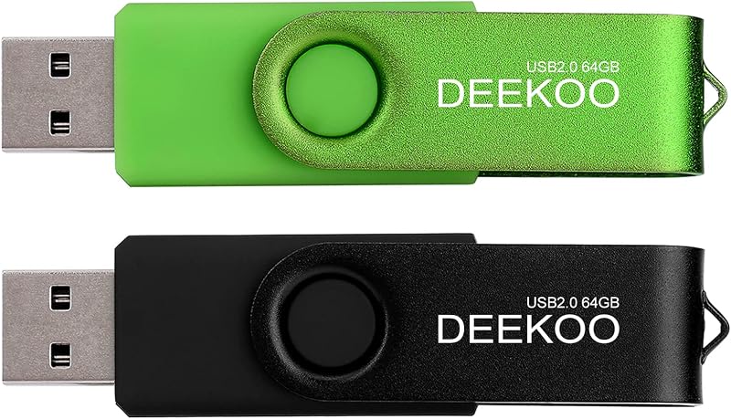 Unidad flash Unidades flash de 64 GB Unidades de memoria Jump Drive Paquete de 2 unidades flash USB 2.0 de 64 GB Colores mezclados: Negro Verde