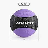Vista 3 de RitFit Weighted Medicine Ball - Non-Slip Rubber Shell & Dual Texture Grip - Workout Exercise Ball for Core Strength, Balance Training, Coordination