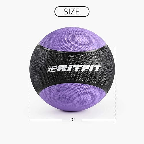 Miniatura 3 de RitFit Pelota medicinal con peso, carcasa de goma antideslizante y agarre de doble textura, pelota de ejercicio de entrenamiento para fuerza