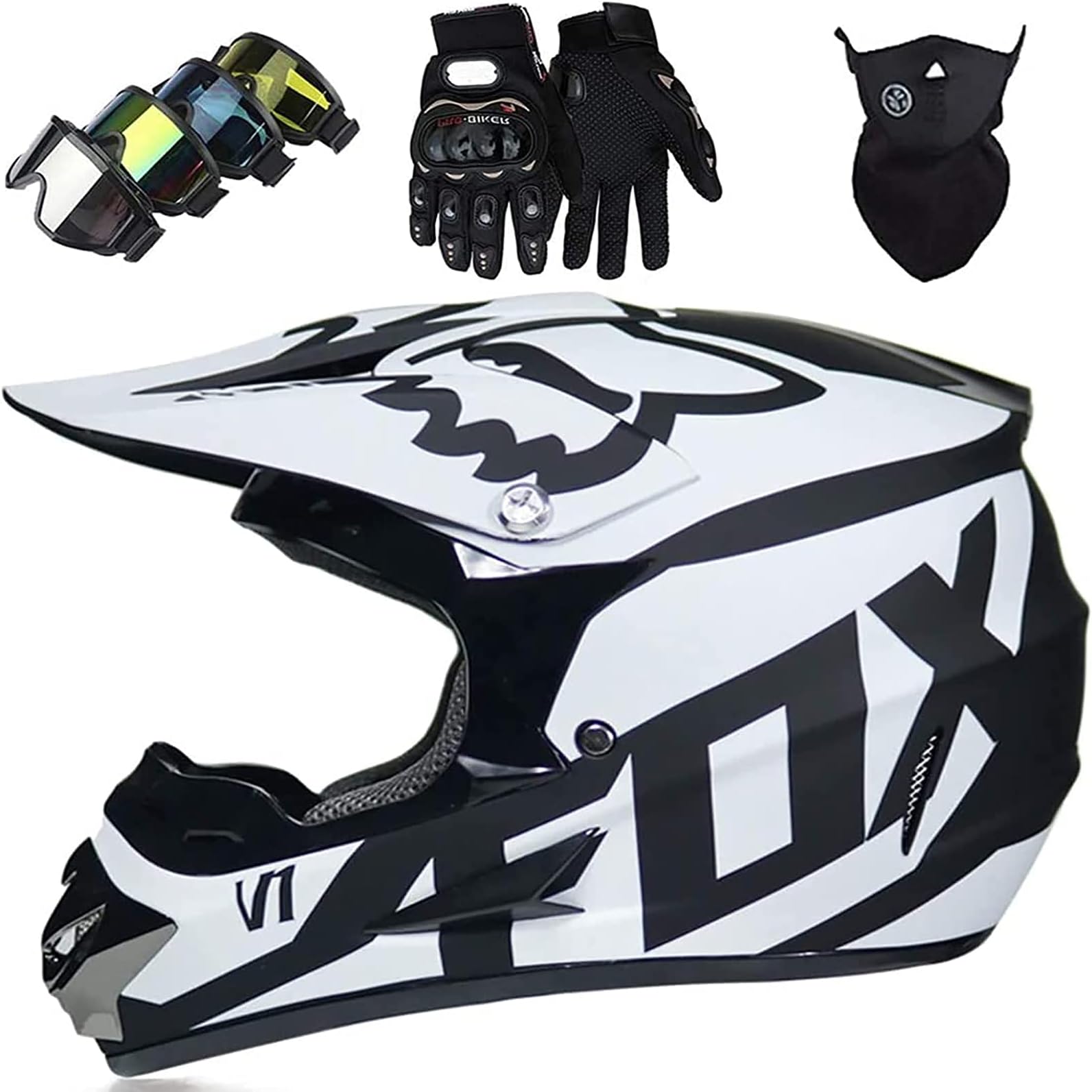 TIANMIAOTIAN Motocross Helmet,Full Face Helmet with Goggles Gloves Mask Crash Helmet Unisex Used for Motorbike Helmet Mountain Bike Helmet