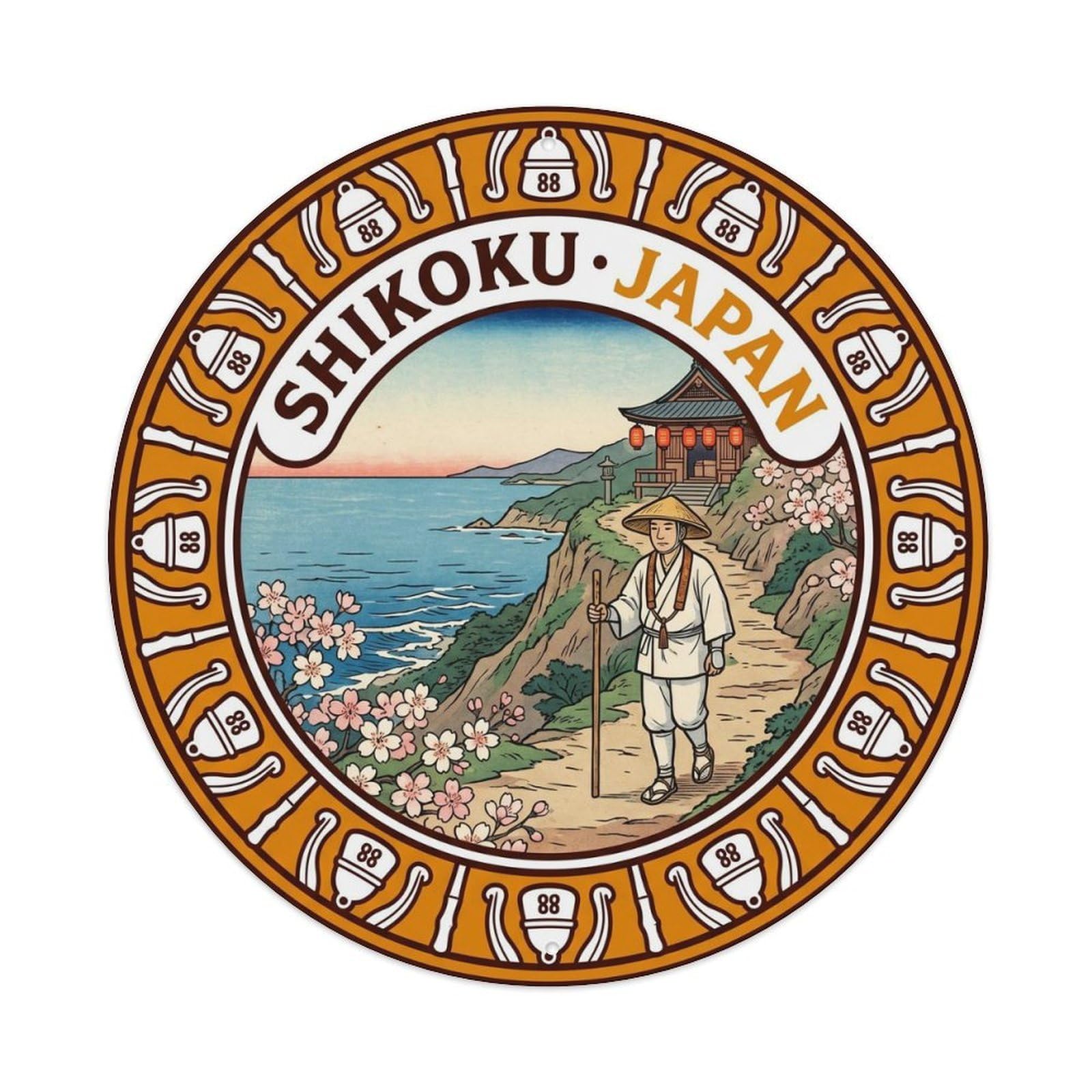 Shikoku Henro Pilgrimage Japan Travel Shrine Journey Metal Tin Sign