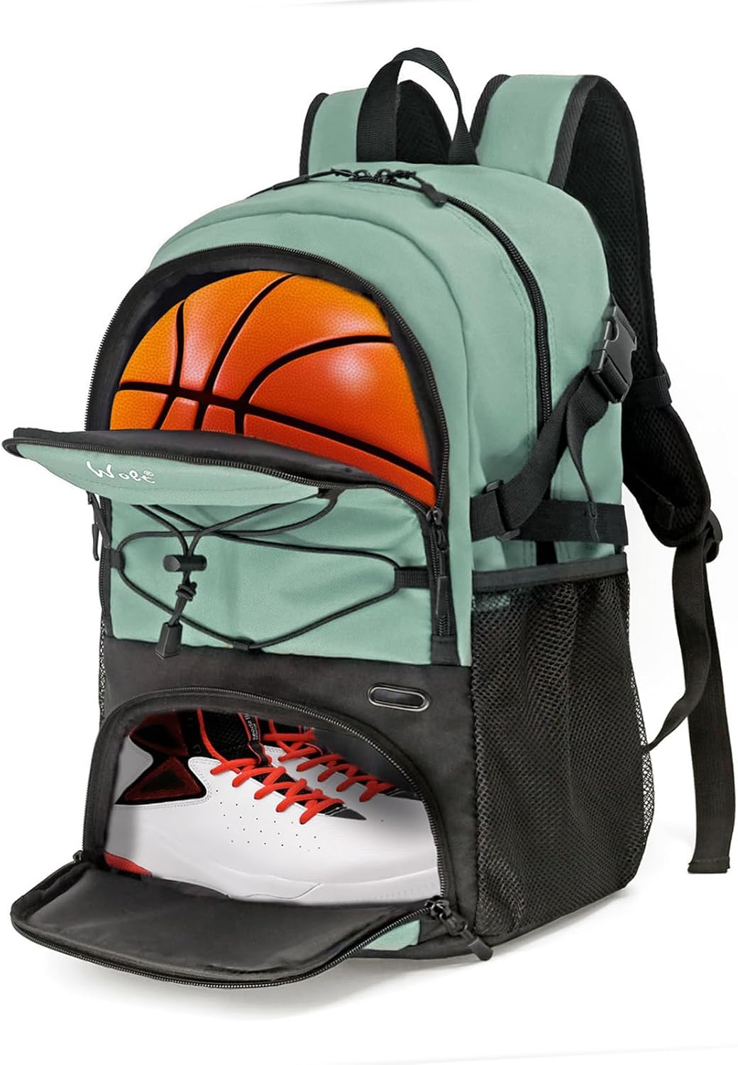 WOLT Basketball Backpack Large Sports Bag with Separate Ball Holder & Shoes Compartment, Best for Basketball, Soccer,Gym