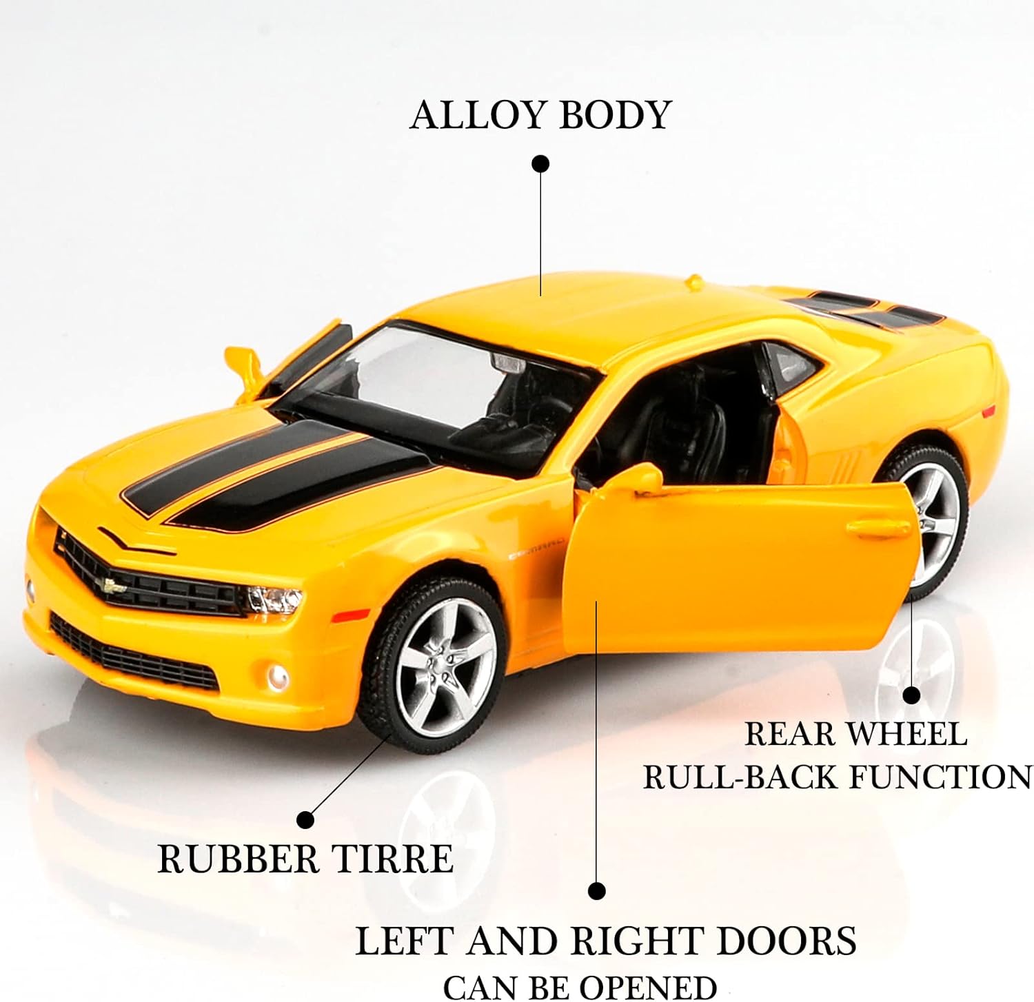 1/36 Scale Chevrolet Camaro Diecast Cars Models,Camaro Bumblebee Pull Back Toy Cars,Cars Gifts for Boys Girls(Yellow)