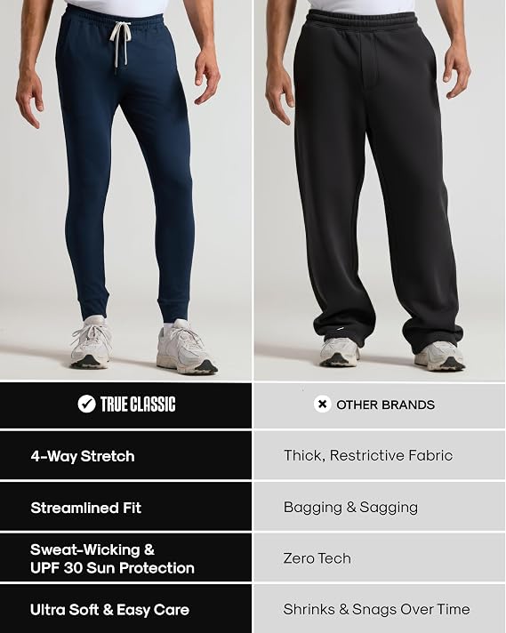 True Classic Sweatpants for Men Joggers for Men with Pockets, Novelty Fleece & Breathable 4-Way Stretch Mens Sweat Pants