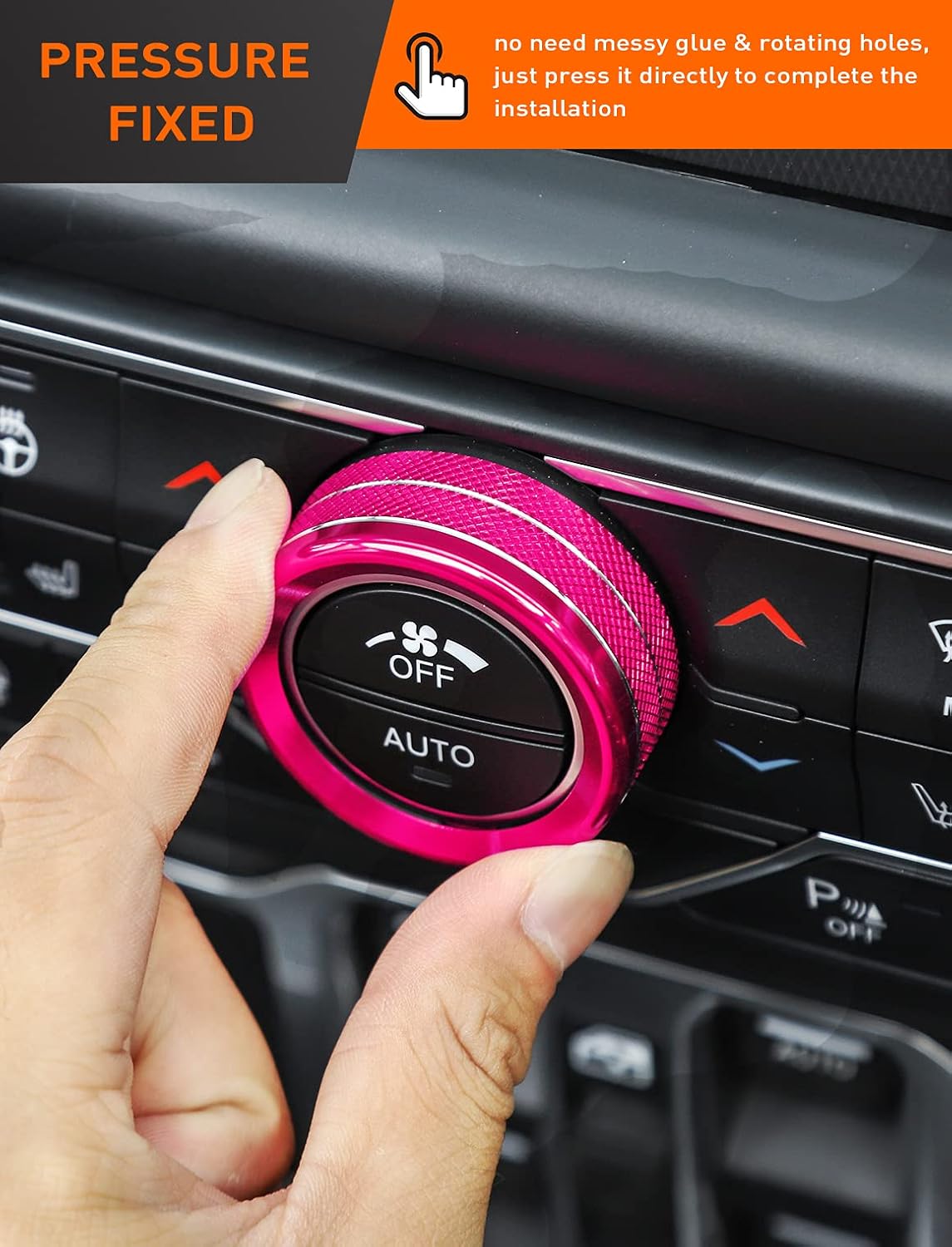 Savadicar HVAC Climate Control Panel Knob Trim Kit & Light Control Switch Cover, Air Conditioner Knob Aluminum Alloy Ring for 2018-2023 Jeep Wrangler JL JLU & Gladiator JT, Interior Accessories, Pink
