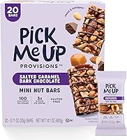 Vista 1 de Pick Me Up Provisions Mini barra de nueces de chocolate amargo con caramelo salado sin gluten, 20 barras, perfecta para almuerzos, aperitivos