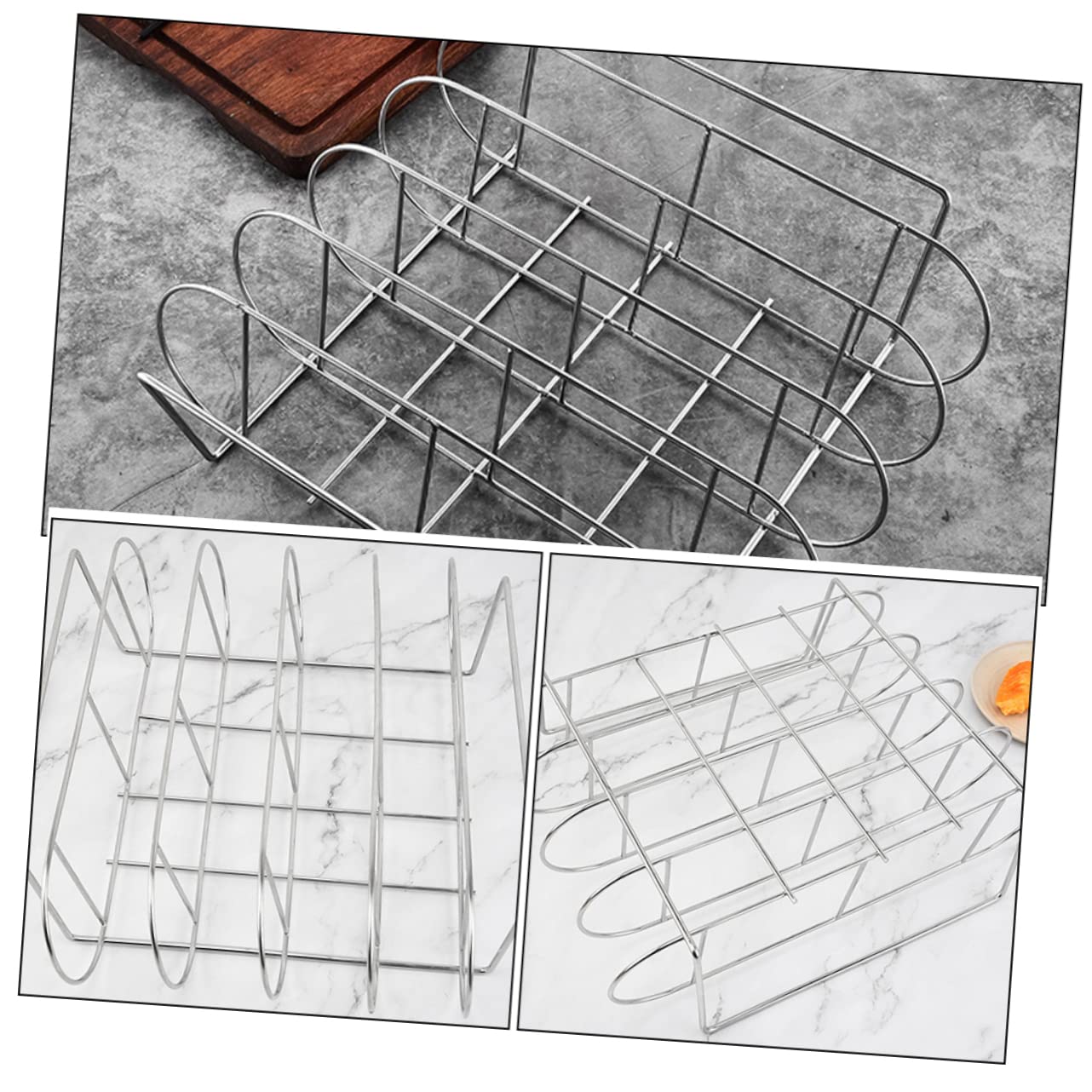 POPETPOP Supporto per Costine Barbecue in Acciaio Inox, Design Ergonomico e Facile da Pulire, Griglia per Arrosti per Uso Domestico e Picnic