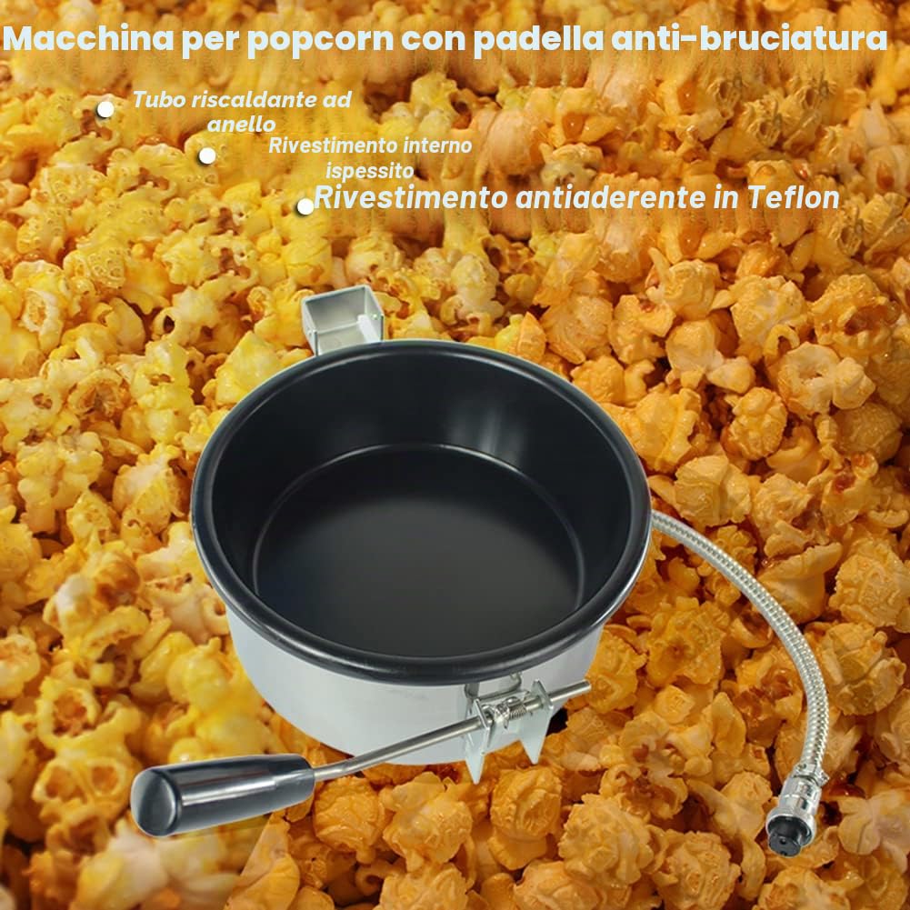 Macchina Popcorn Aria Calda Accessori, Pentola per Pop Corn da 230g, Parti Elettriche per Popcorn a Manovella, Padella Antiscottatura Antiaderente Universale, per Mais, Merenda(2 holes-15mm)
