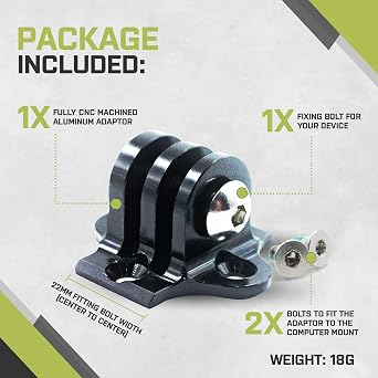 JRC Components Computer Mount Adaptor Computer Mounts - Compatible with Gopro, Garmin Virb, Front Light, Shimano CM1000 and Other Friction Devices