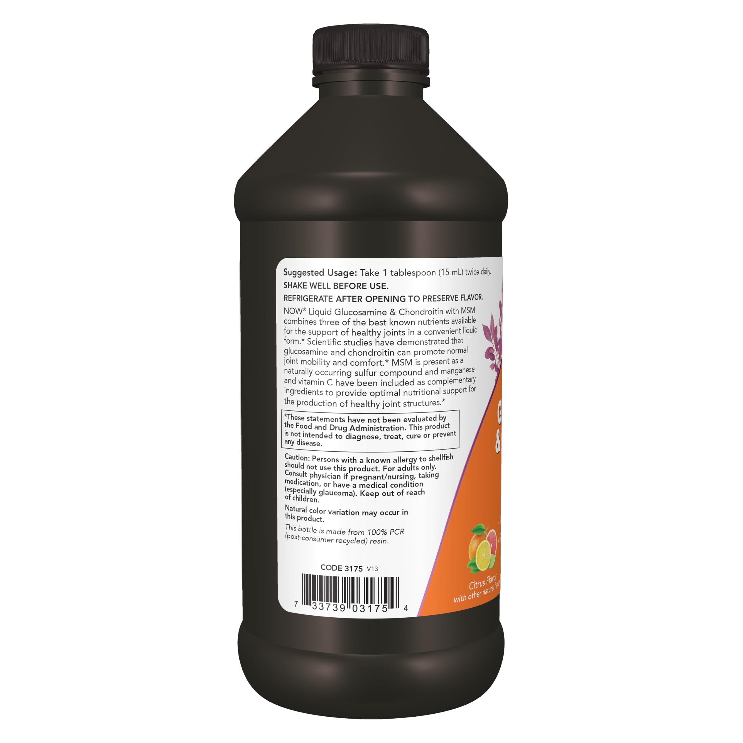NOW Supplements, Glucosamine & Chondroitin with MSM, Liquid, 16 fl. oz — Amazon image 3