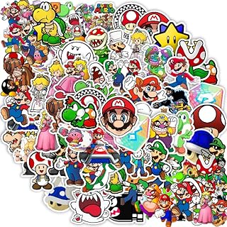 50 Pcs Mario Stickers waterproof for phone Laptop Water Bottle Skateboard Luggage Car Bumper Mirror Diary Book Cup Door Window, Personalized Decorations Sticker accessories for Girls Kids Teens (Mali)
