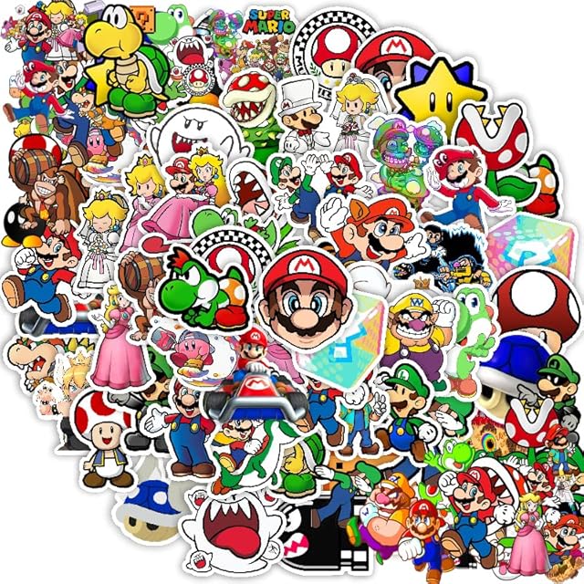 50 Pcs Mario Stickers waterproof for phone Laptop Water Bottle Skateboard Luggage Car Bumper Mirror Diary Book Cup Door Window, Personalized Decorations Sticker accessories for Girls Kids Teens (Mali)