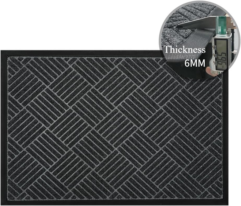 Front Door Mat, Heavy Duty Durable Welcome Mat for Outdoor Indoor, Dirt Trapper Waterproof Super Absorbent Door Mat for Entryway Outside Patio Porch-6J6