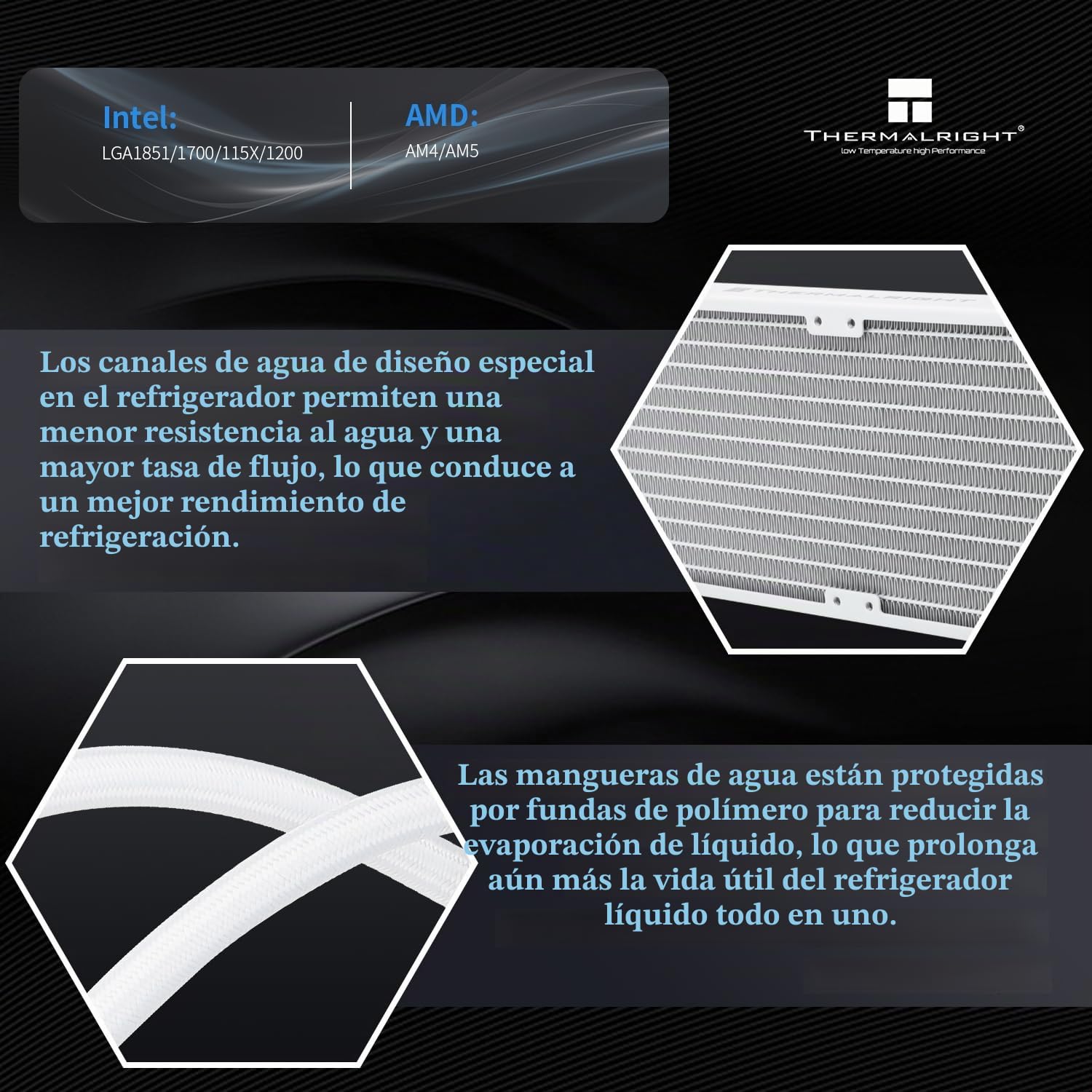 TR Frozen Infinity 240 BLANCO, TL-M12W * 2 ventiladores PWM, refrigerador de agua para procesador de computadora, espejo ARGB Infinity, refrigeración líquida para CPU 240: LGA1851/1700/1150/1151/1200