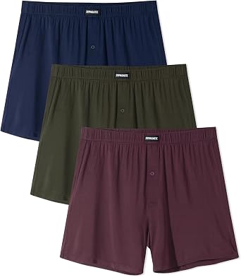 Separatec Stretch Satin Mens Boxer Shorts Buttery Soft Silk Boxers for men Breathable Loose Fit Mens Underwear 3 Pack