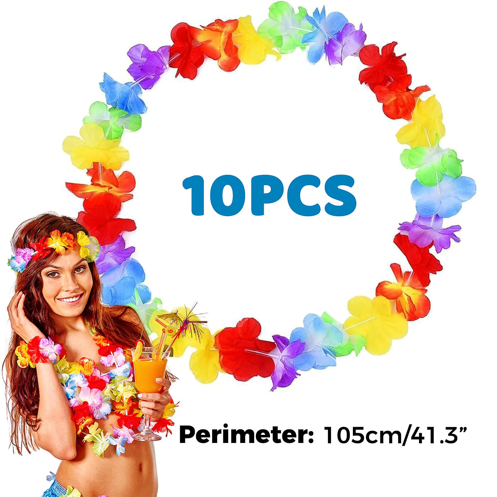 26 Colliers Hawaïens Fleurs - Multicolore - Polyester - Pour Fête, Plage, Mariage - Décoration Tropicale