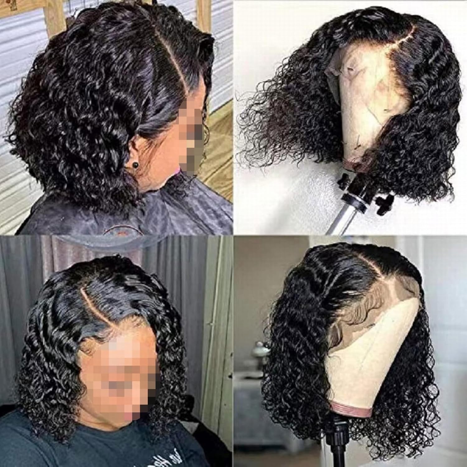 POWHA Short Bob Wigs Lace Front Human Hair Wigs For Black Women Curly Plucked Natural Hairline Short Human Curly Wig