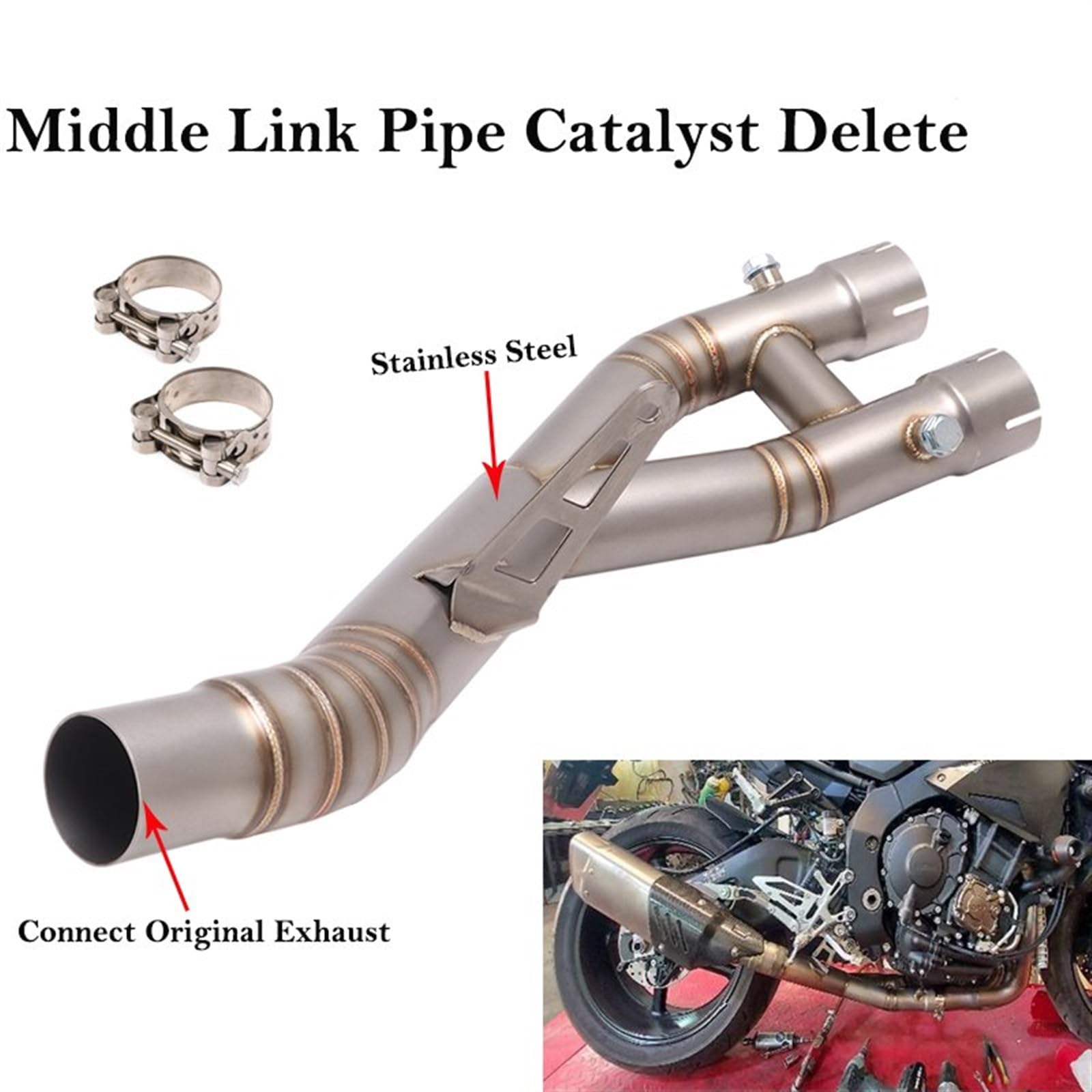 エキゾーストパイプ中間パイプ MT-10 R1 2015-2021年ステンレス製