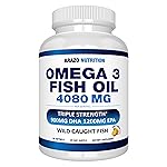 Arazo Nutrition Wild Caught Omega 3 Fish Oil - 60 Soft Gels - 4,080mg High EPA 1200mg DHA 900mg Lemon Flavor Burpless Softgels