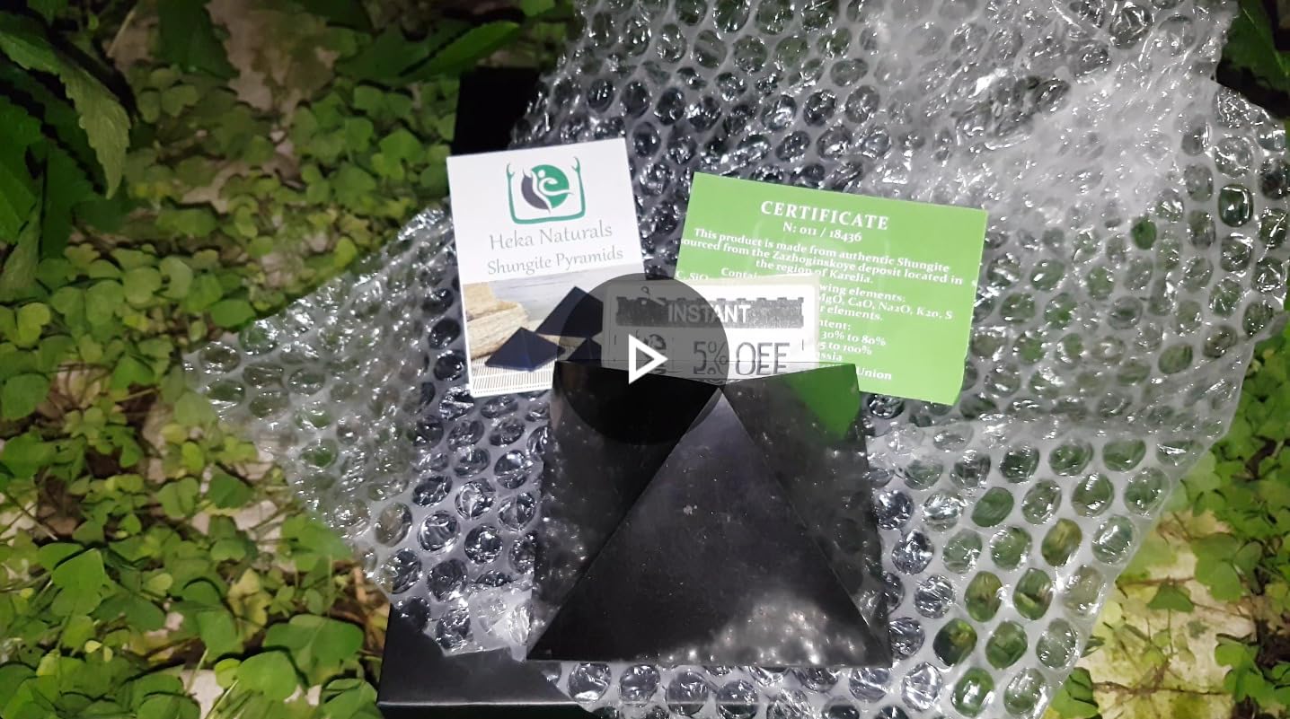 Piramide Di Shungite Lucida Heka Naturals 8cm - Pietra Nera Per Purificazione E Meditazione