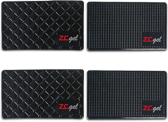 ZCGEL Sticky Dash Pad(4pack),Strong Sticky Car Dashboard Anti-slip Mat,Washable and Reusable Self-adhesive Car Non-slip Mat for Cell Phone, Sunglasses, Keys, Coins and More (Size: 5.9" x 3.5")