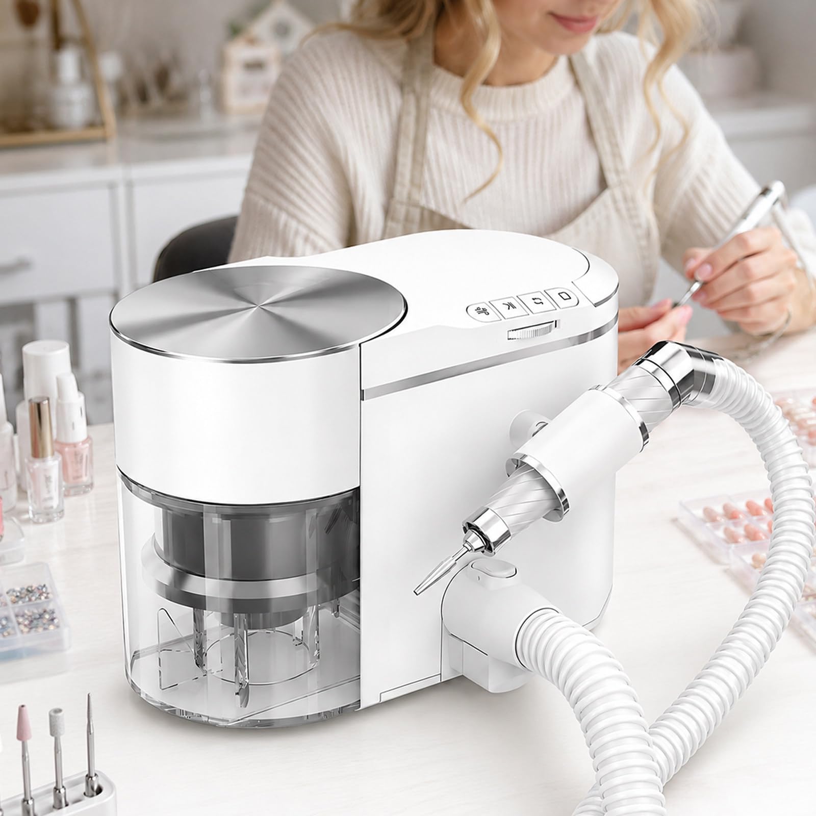 Trapano per unghie con collettore di polveri, motore brushless da 35000 giri/min, interruttore avanti/retromarcia per manicure freelance e uso personale