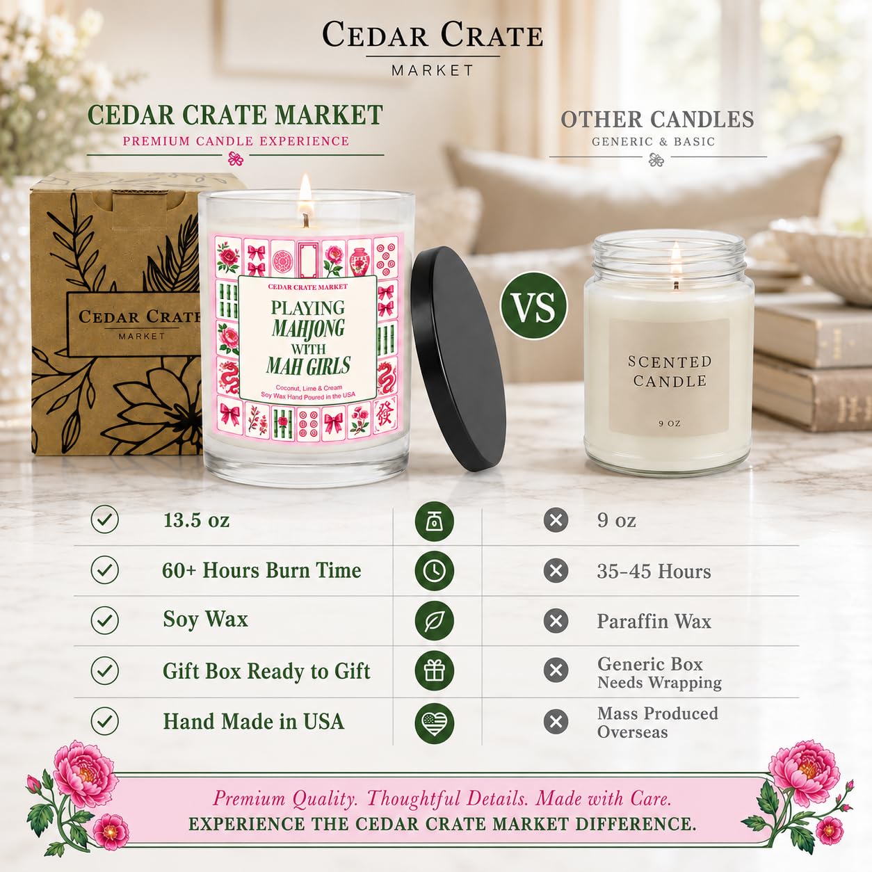 Cadeaux amusants de Mahjong pour femme – Cadeaux et accessoires de Mahjongg, cadeau de soirée de jeu de Mahjong pour groupe et amis, bougie de Mahjong – Cire de soja de 382,7 g, combustion de plus de