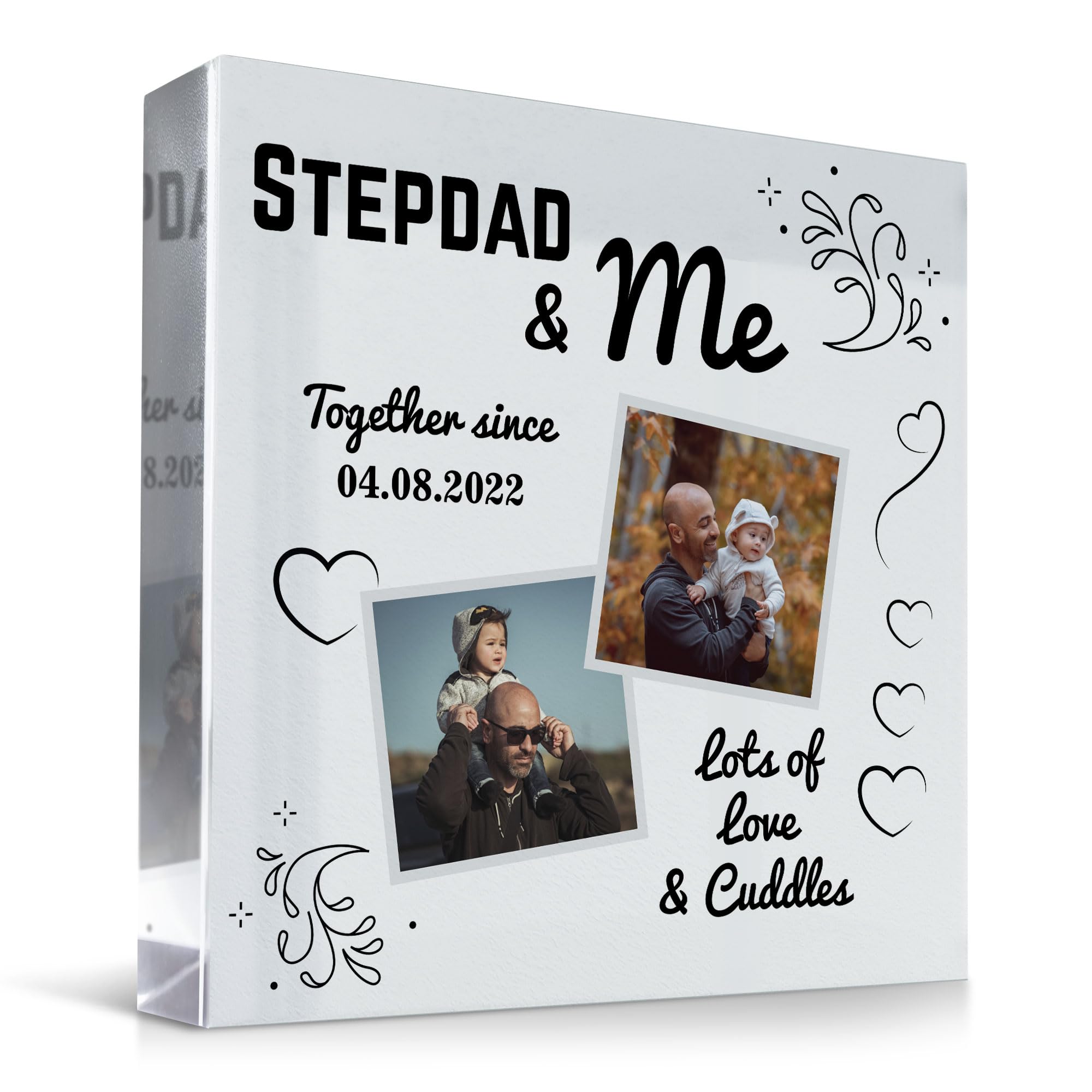 Red Ocean STEPDAD Gifts For Birthday Christmas Personalised Photo Block Stepdad And Me Plaque Novelty Stepdad Gifts From Daughter Son Gift For Her Step Dad Gift Idea Gift For Step Dad Special Keepsake