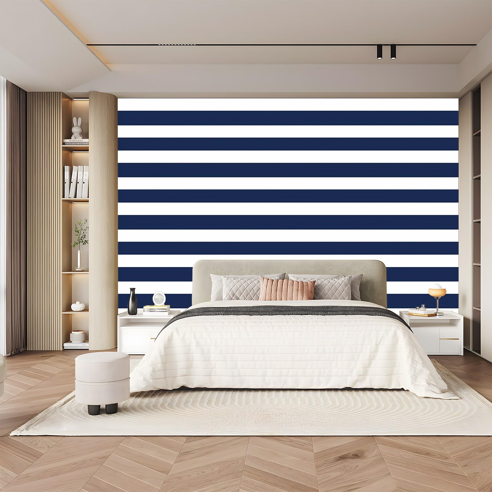 Carta Da Parati Fotografica 3d Effetto Righe Geometriche Blu Navy 200x140 cm Moderna Design Carta per Pareti Soggiorno Camera Da Letto Sala Fotomurali Non Tessuto