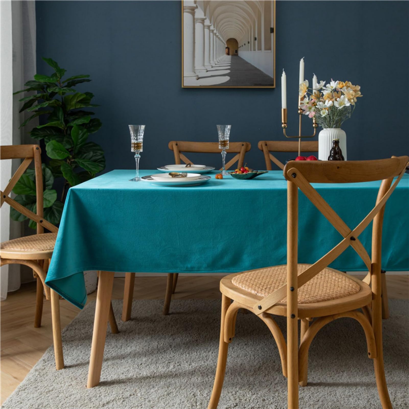 Lifup Manteles Mesa Antimanchas Rectangular Duradero, Protege la Mesa Adecuado para Sala de Estar, Comedor, Cocina Rojo 85 x 85 cm