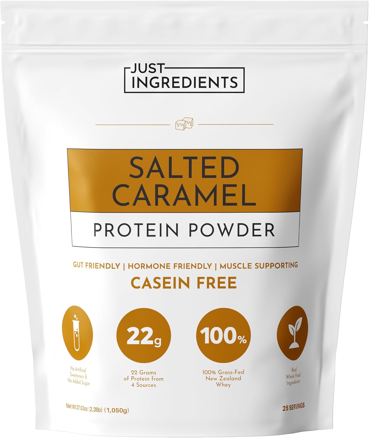 Salted Caramel Protein Powder – 30-Serving Blend with 100% Grass-Fed Whey & Organic Plant Proteins – Flavored with Real Ingredients – Supports Muscle Recovery & Energy