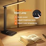Whicow LED Desk Lamp Eye-Caring Table Lights,5 Lighting Modes & 5 Brightness Levels, Touch Control Adjustable Table lamp with USB Charging Port for Home Office (Black, Basic)