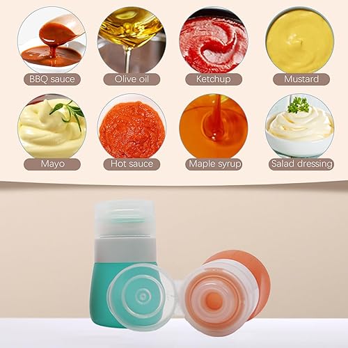 Miniatura 5 de Ksooly Paquete de 5 botellas de aderezo para ensaladas de 1.3 onzas con cepillo de limpieza, recipiente pequeño para aderezo de ensalada para