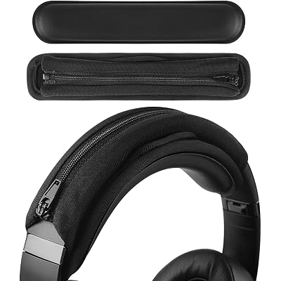 Geekria Hook and Loop Headband Cover + Pad Set, Protector with Zipper Closure Compatible with Medium Sized Headphones, Easy DIY Installation (Protein Leather/Black)