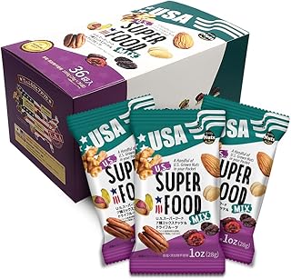 U.S.スーパーフード7種ミックスナッツ 1.008kg(28g x 36袋) 小分けミックスナッツ アメリカ直輸入 素焼き (アーモンド・くるみ・ピーナッツ・ピーカンナッツ・ピスタチオ・レーズン・クランベリー）便利な小分けタイプ