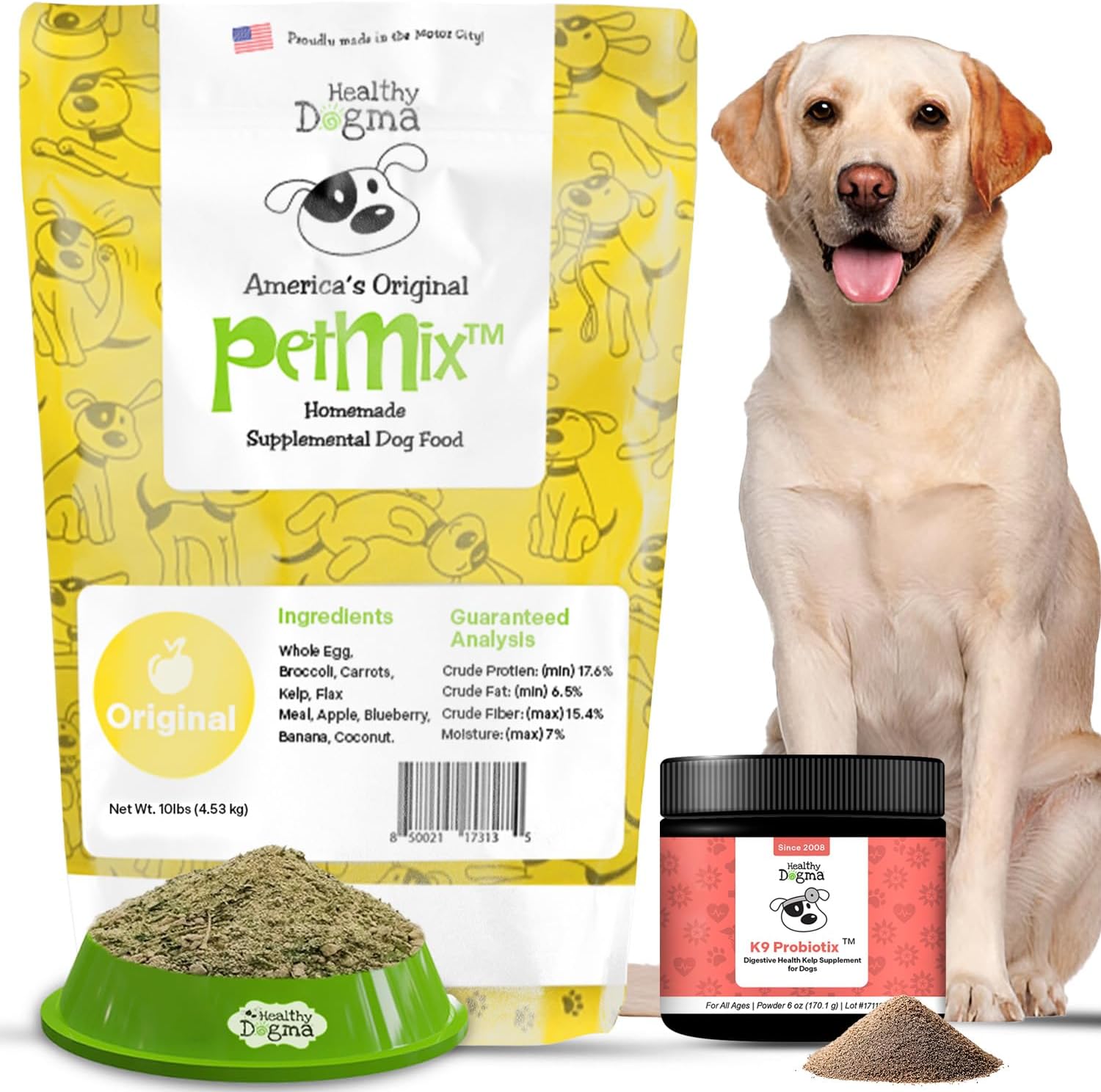 Healthy Dogma - PetMix Original 10lbs Dehydrated Dog Food with K9 Probiotics for Dog's Gut Health for Maintaining a Balanced Intestinal Flora, Raw, Homemade Dog Food.