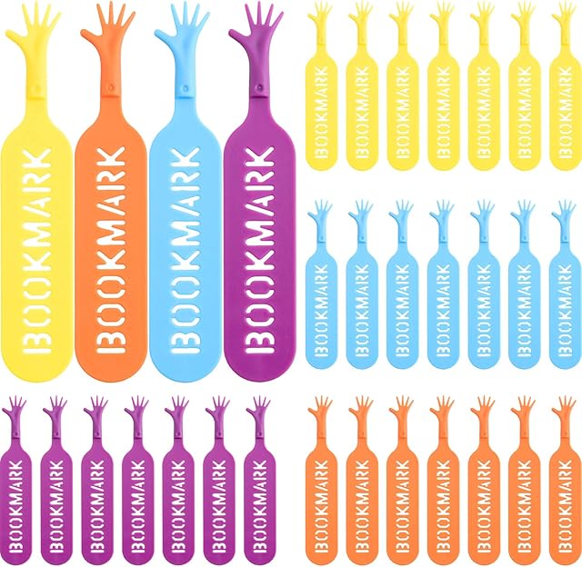 32 Pieces Funny Help Me Bookmark Novelty Finger Book Marker Pad Note Book Mark for School Stationery Gift Office Supplies, 4 Colors