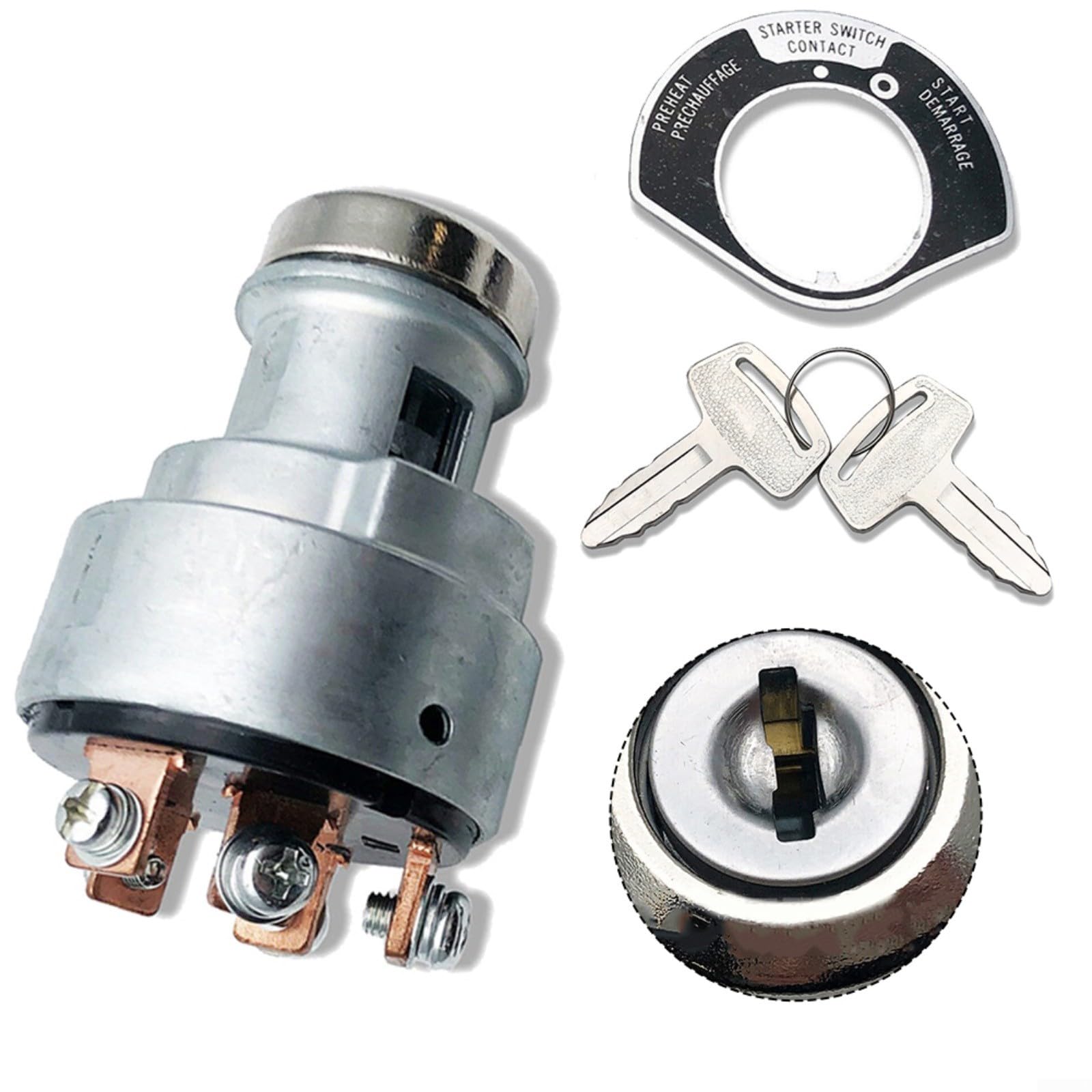 KiraKira Interruptor Kubota para cortacésped diésel y de gas, número de pieza 66706-55120 1E013-63590, incluye 2 y junta, fácil instalación, plateado